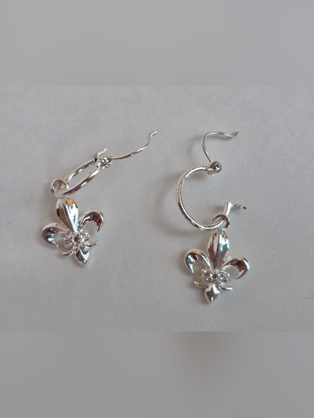 Sterling Silver Fleur-de-Lis Drop Earrings